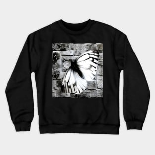 Butterfly Black and White Spray Paint Wall Crewneck Sweatshirt